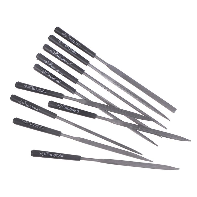 10-teiliges Präzisions-Mini-Feilen-Set mit doppeltem Schnitt - 140 mm Hochkohlenstoffstahl mit PVC-Griff Schmuck- & Uhrmacherwerkzeuge