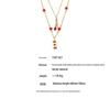 Qiong Yao Double Layer Garnet Jewelry Set: Necklace, Bracelet, Asymmetrical Earrings