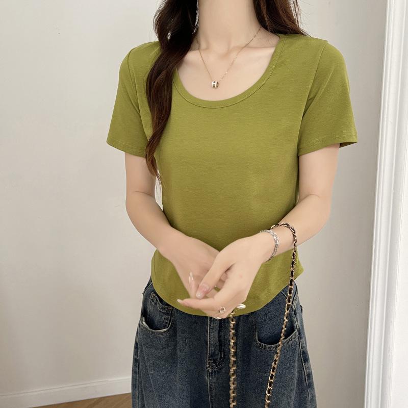 2026 Summer New Slim Fit V-Neck Short-Sleeve T-Shirt for Petite Women