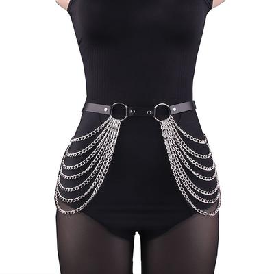 Women Sexy Body Chain Jewelry Pu Leather Waist Belt With Chains Festival Chain Belly Belt Jewelry For Women Gothic Accessories
