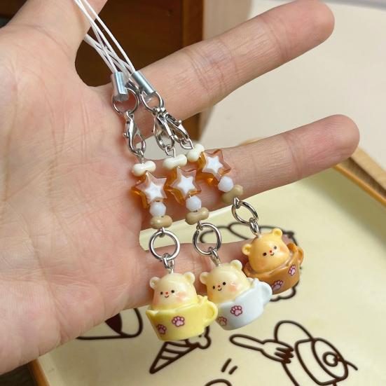Pendant Keychain Lightweight Resin Bear Shape Pendant Keychain Multi-Purpose Portable Keyring for Bag And Phone
