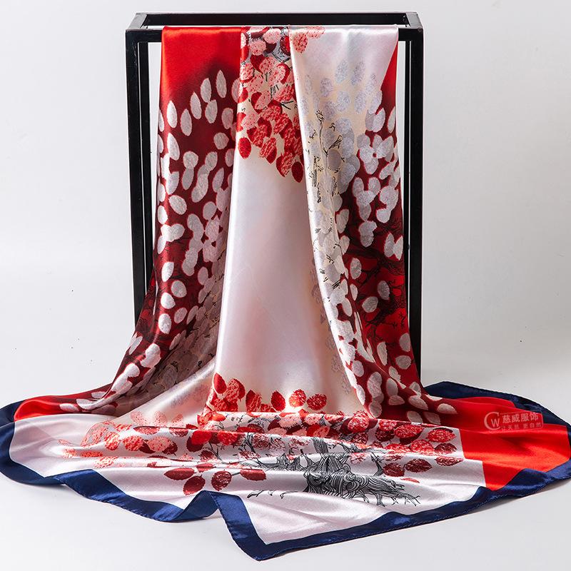 Chinese Style 90 * 90Cm Large Square Scarf Simulation Silk Scarf Scarf Shawl