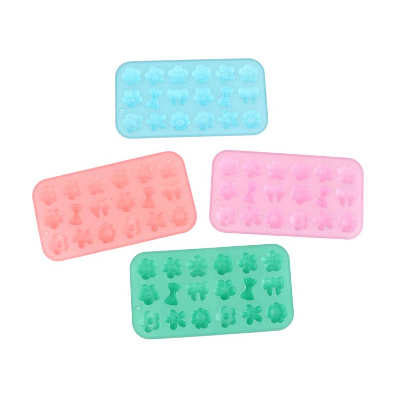 1Pc 18Cavities Flower Bow Tie Silicone Mold Diy Pudding Ice Baking Tools Biscuit Pastry Dessert Fondant Candle Cake Mold