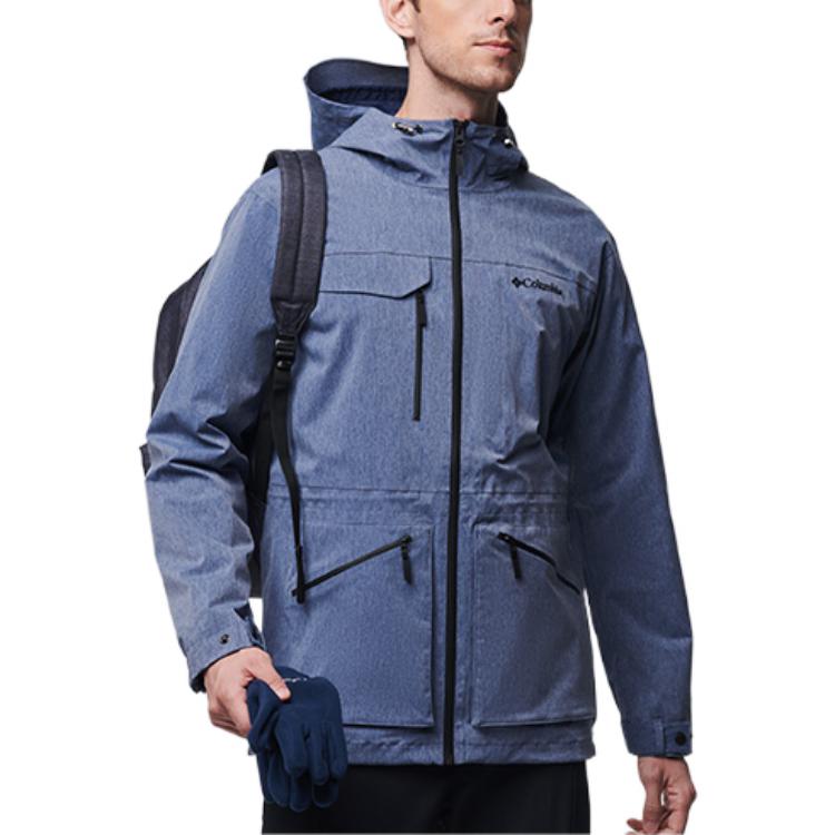 Columbia X Solid Logo Brand Printed Long Sleeve Hooded Jacket Men Jackets Blue PM4508-464