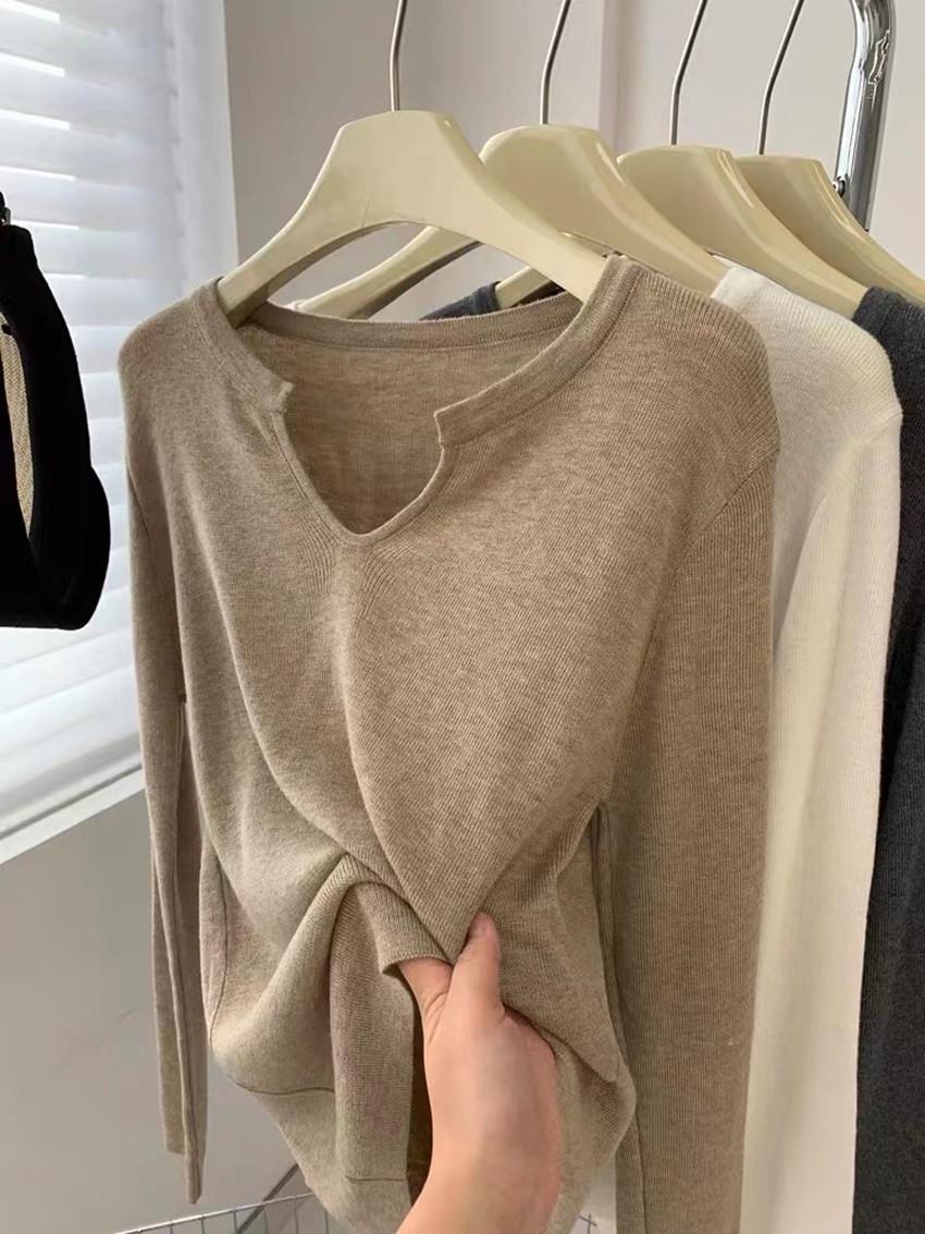 

Women s Korean V-neck Long Sleeve Solid Color Thermal Top XL (120-140 jin) хакі