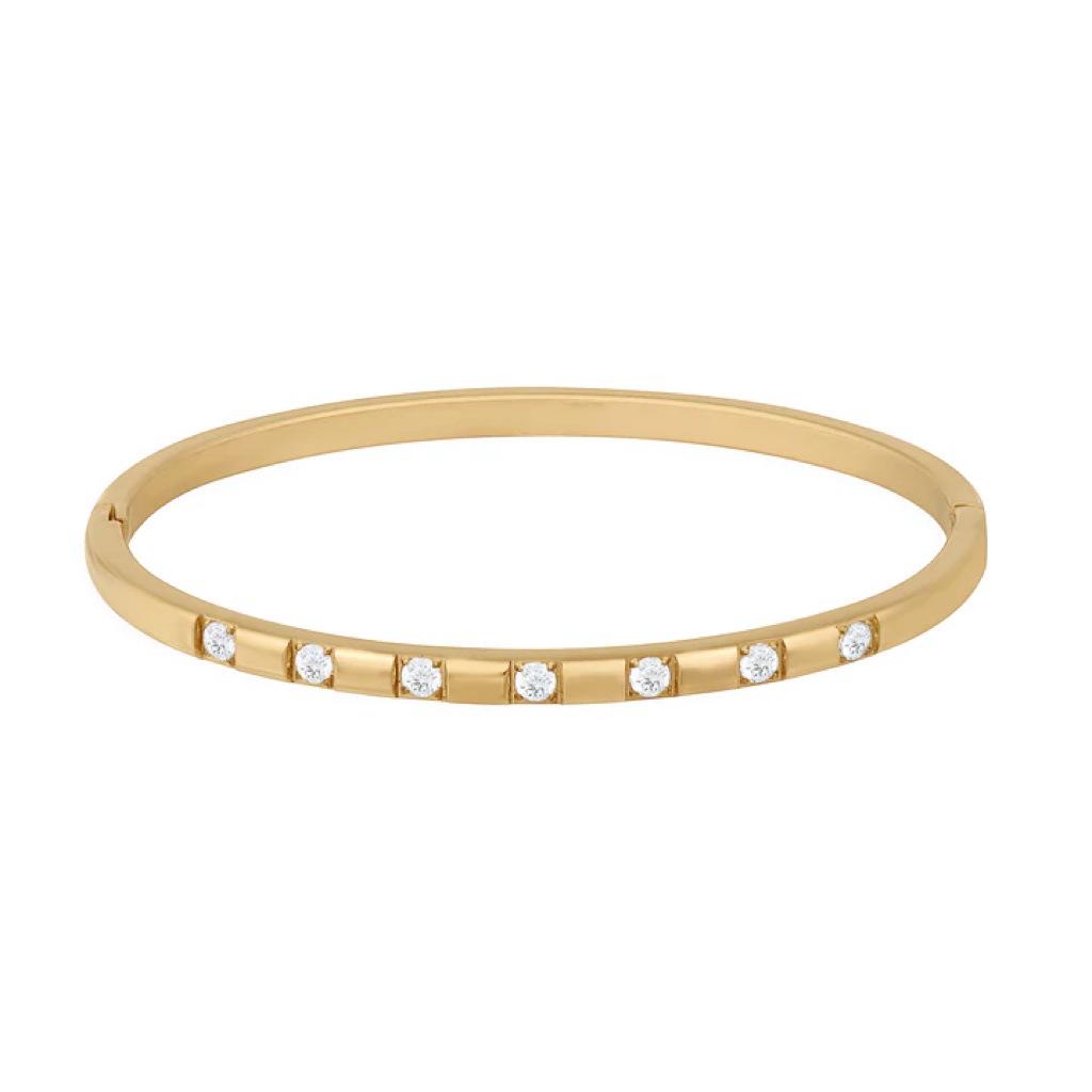 European and American 18K Gold-Plated Titanium Steel Stacking Bracelets with Zircon Detail