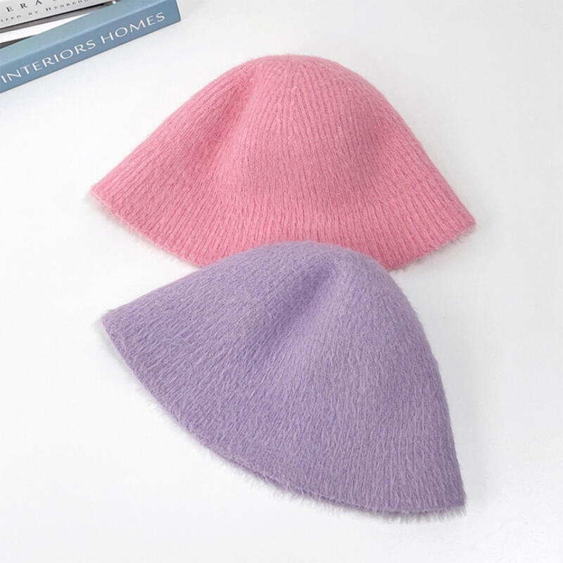 Stanci Fur Bucket Hat Cream Winter Feather Fluffy Women ivory