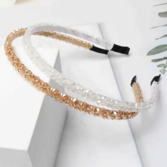 

2 шт. Блестящие хрустальные повязки на голову, расшитый бисером обруч для волос, элегантный женский головной убор, повязка для волос, модные аксессуары для волос ручной работы для девочек