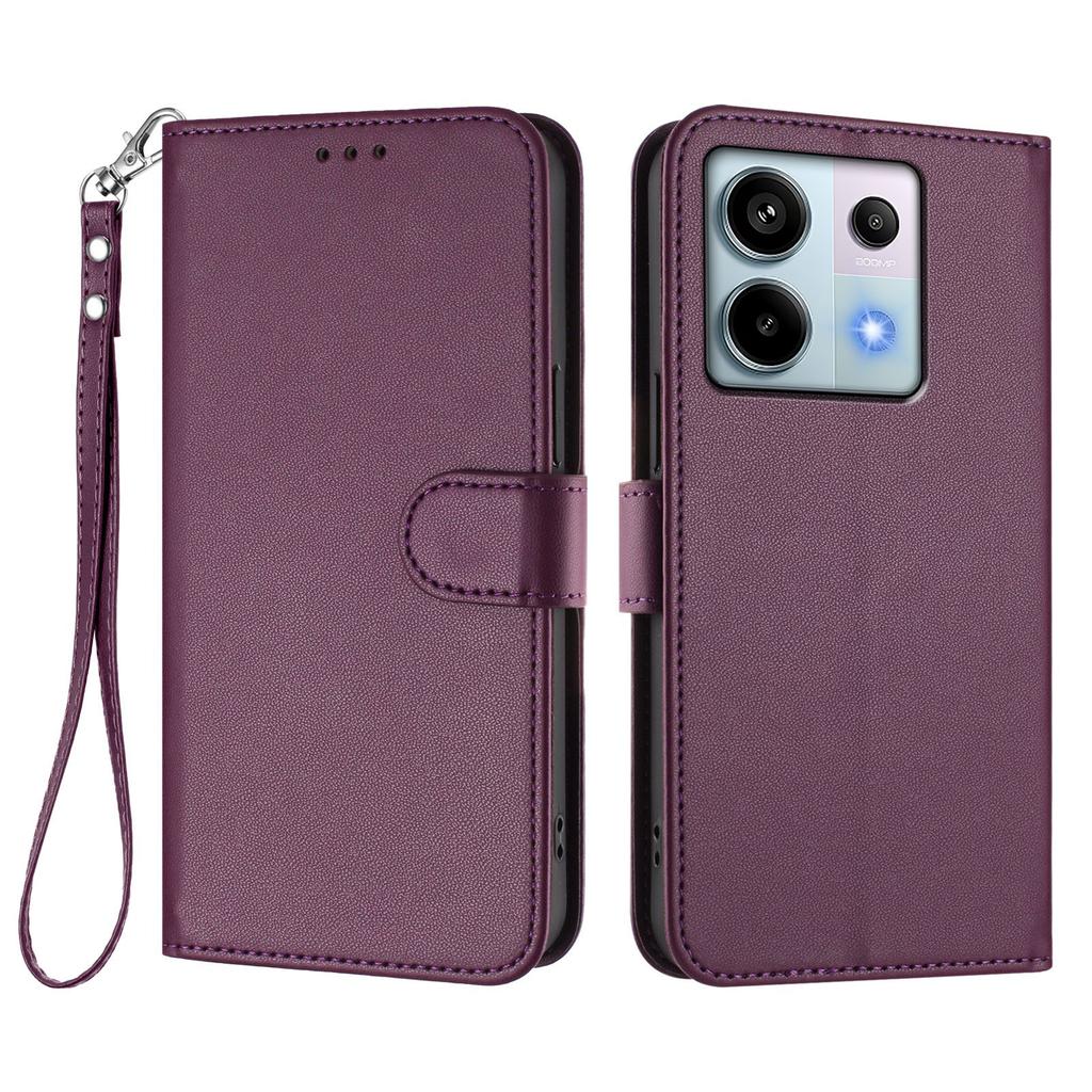 For Xiaomi Poco X6 5G/Xiaomi Redmi Note 13 Pro 5G Leather Case Wallet Stand Phone Cover with Wrist Strap