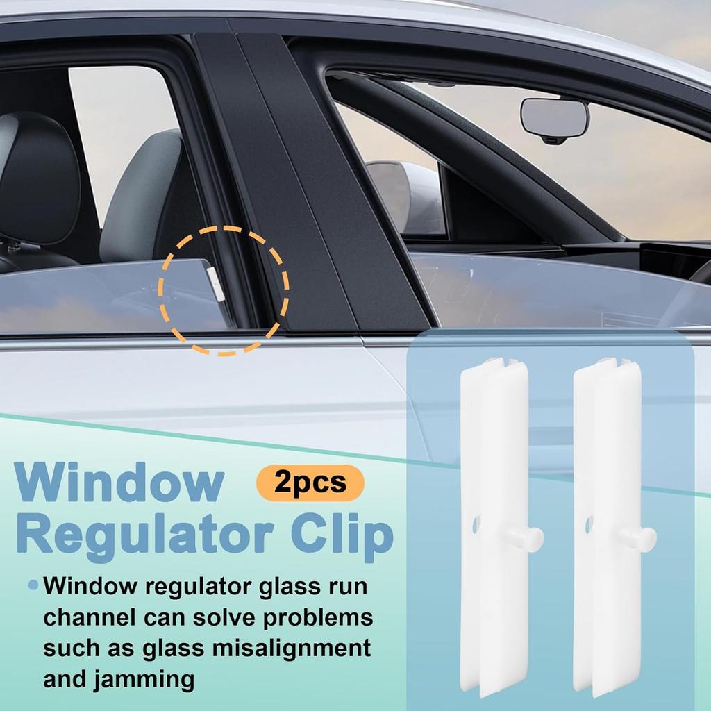 2Pcs 68399640AA Door Window Regulator Glass Run Channel Compatible with Fiat 2012-2018 500 500c, Stabilizer Clip Set Fits for Left or Right