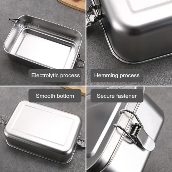 Lancheira de aço inoxidável à prova de vazamento Bento Box para crianças Adultos Recipientes de comida para sanduíches Frutas Lanches