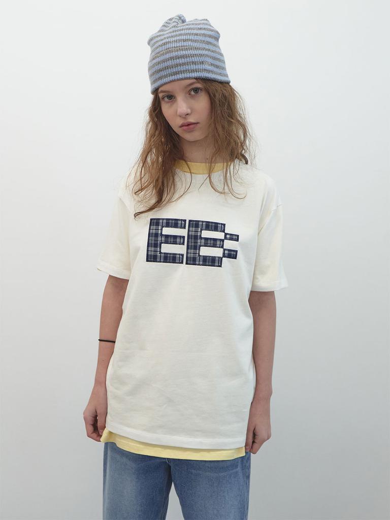 ENZO BLUES Pixel Logo Boxy T-Shirt (White)