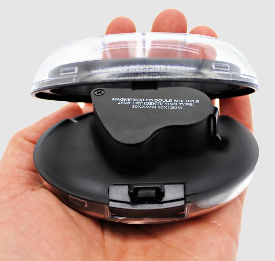 30X 60X Jewelers Loupe Magnifier Foldable Jewelry Magnifier Compact Magnifying Glass with ED Light Jewelry Loupe Magnifier