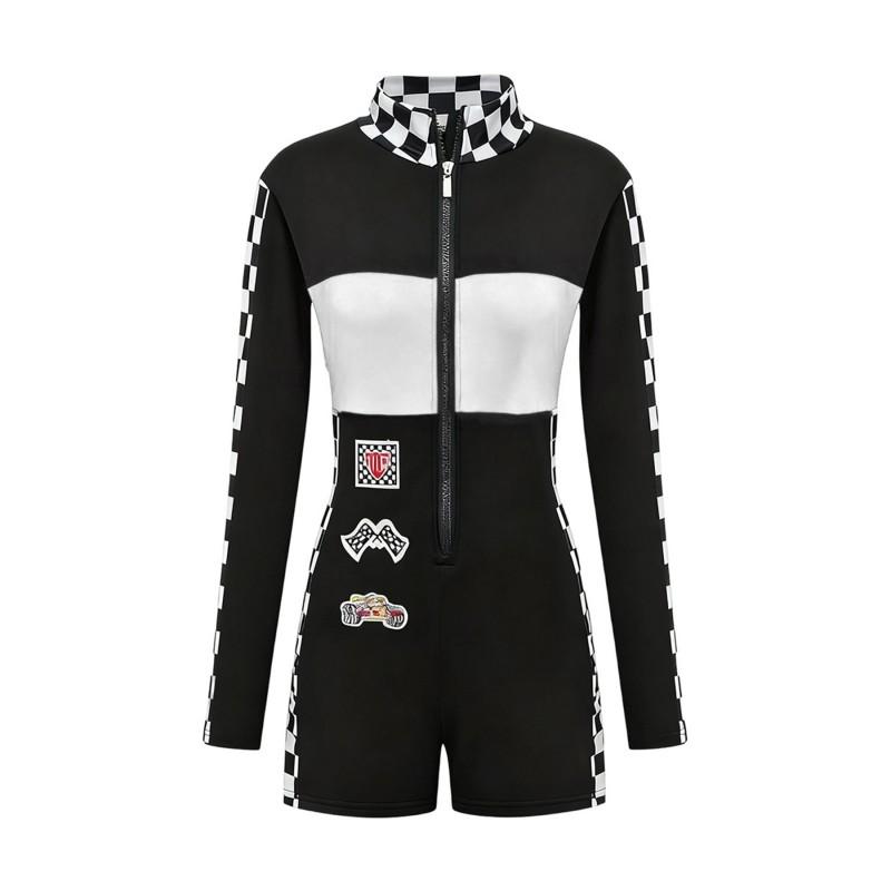 Womens Racing Bodysuit Cosplay Costume Stage Performance Outfit F1 Style Motorbike Suit S-XXL
