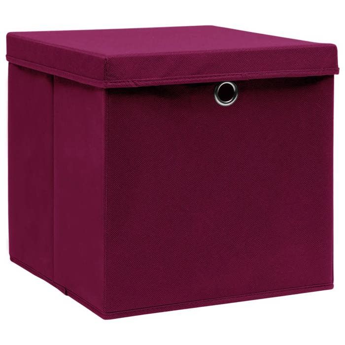 VidaXL Boîtes de rangement 4 pcs Rouge foncé 32x32x32 cm Tissu