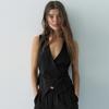 Old Qian Feng Pure Linen Vest Short Vacation Casual Sleeveless Top Summer Lace-up Vest Commuter Linen Vest