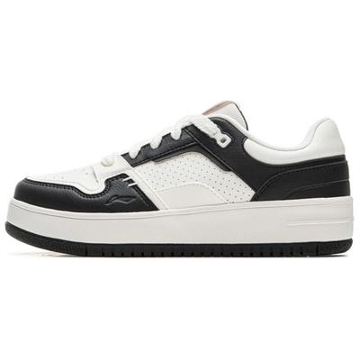 Li Ning Cheese Simple Versatile Durable Non-Slip Low-Top Skate Shoes Women Sneakers White Black AGCU366-2
