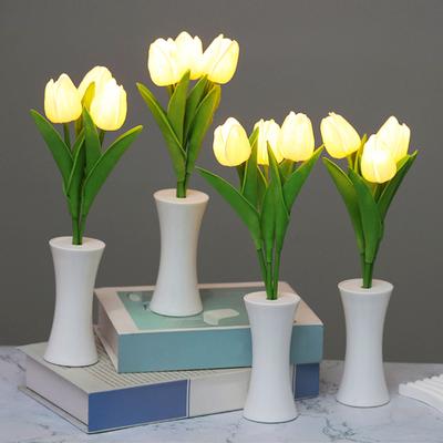 Tulip Night Light Battery Powered Soft LED Tulip Night Lamp for Bedroom Desk Living Room Romantic Decoration Energy Saving Bedside Lamp Ambient Light