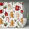 1pc/4pcs Christmas Gingerbread Man Christmas Cup Pattern Multi-Color Background Shower Curtain, Modern Home Bathroom Art Decor