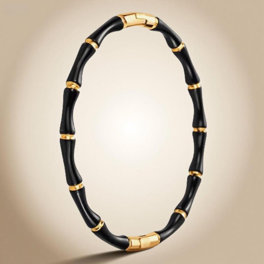 18K Gold Plated Titanium Steel Bamboo Bracelet - Versatile Stainless Steel Accessory for Men & Women
