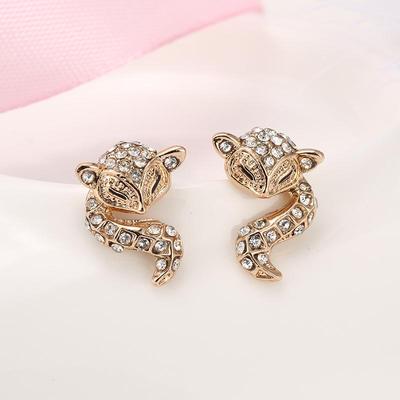 Crystal Fox Stud Earrings - Popular Yiwu Jewelry Collection
