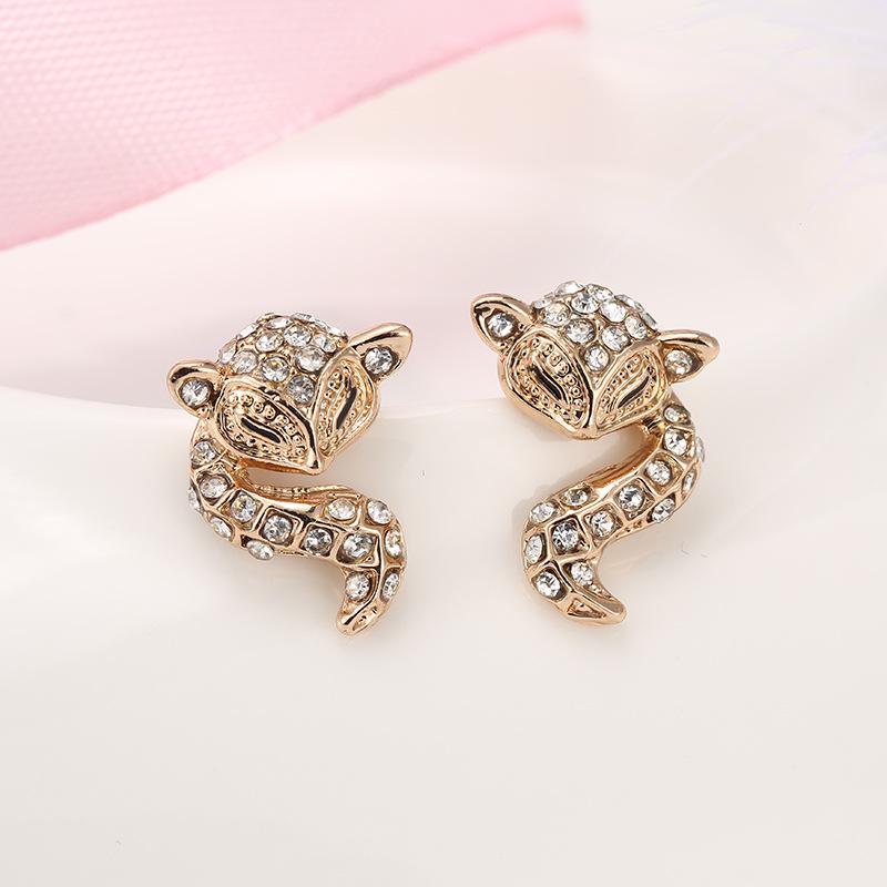 Crystal Fox Stud Earrings - Popular Yiwu Jewelry Collection