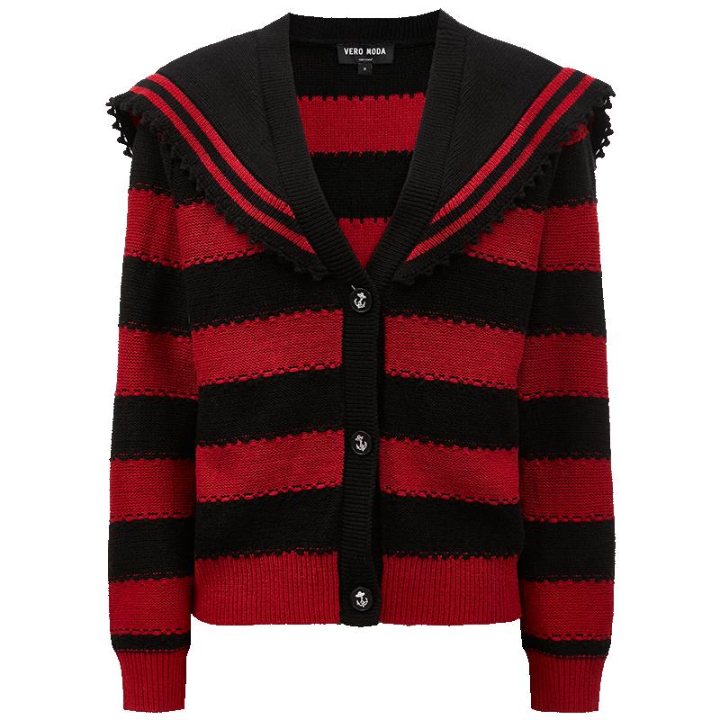 

VEROMODA Women s Sailor Collar Striped Knit Cardigan M