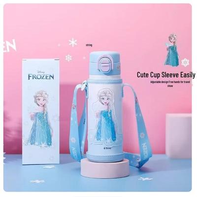 DKADI Disney Frozen Kinder 316L Edelstahl Isolierte Trinkflasche mit Strohhalm