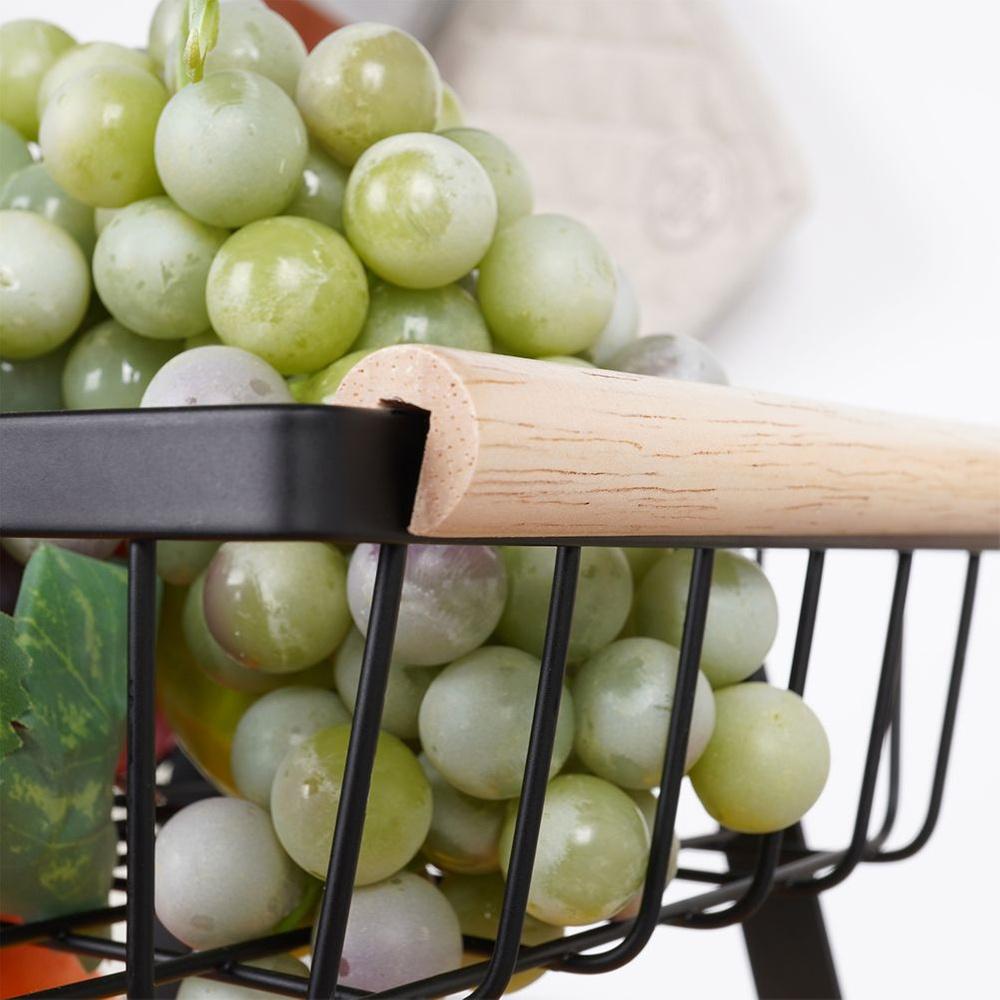 2-Tier Black Metal Fruit Basket 28x17.5x21cm