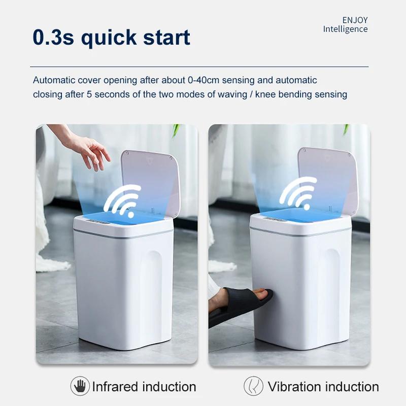 12/16L Smart Papperskorg Automatisk Sensor Papperskorg Elektrisk Avfallskorg Vattentät Papperskorg För Kök Badrum Återvinning Skräp