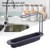 Telescopic Soap Sponge Drain Rack Adjustable Sink Storage Rack Holder with Dishcloth Hanger for Home Kitchen