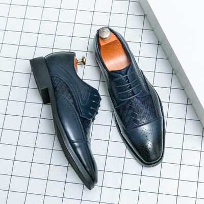 Mode Luxusmarke High-End Blaue Herren Bankettschuhe Büro Business Kleiderschuhe Weich besohlt Schnürschuhe Herren Leder Freizeitschuhe