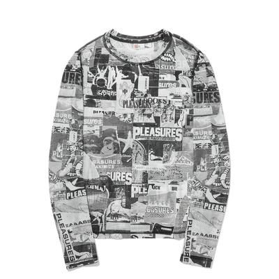 Li Ning X Pleasures Samenwerking Skateboard Serie All Over Print Letter Ronde Hals Comfortabel Ademend Aansluitend Lange Mouw T-shirt AUDU122-1