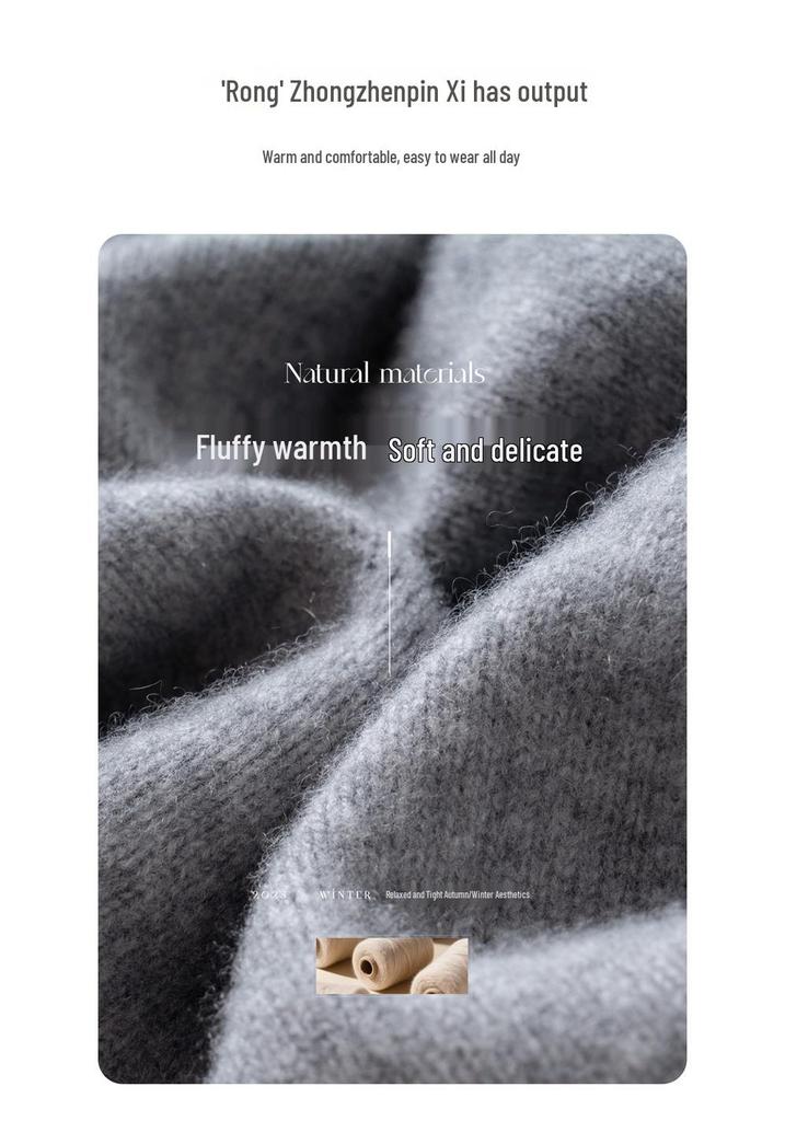 Cashmere 2025 Women's Solid Color Round Neck Thick Knit Pullover Sweater