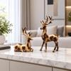 2 Pieces Deer Figurine Set with Antlers Compact Mantel Ornament Sturdy