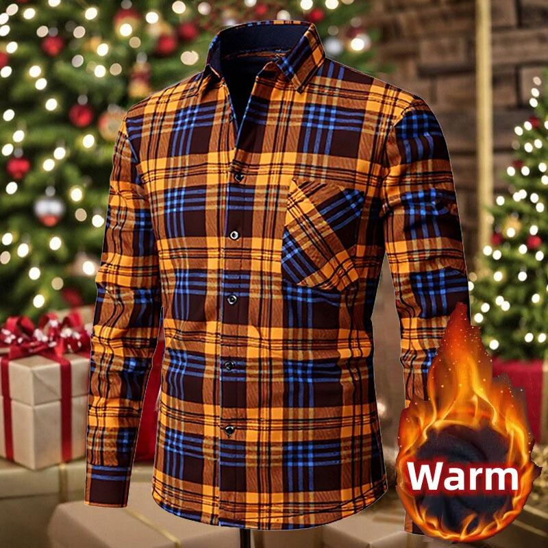 Men's Winter Flannel Shirt Jackets With Sherpa Lined Long Sleeve Button Down Fleece Shirts for Men Casual Warm Plaid Thermal Shirt With Pockets