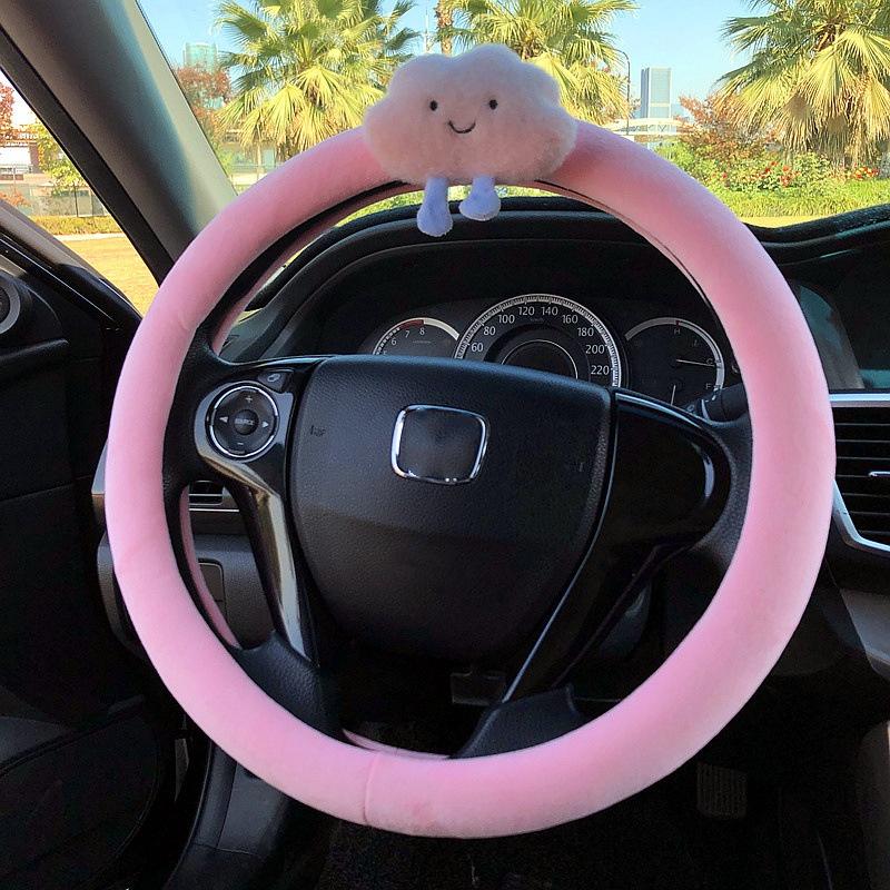 Steering Plush Car Wheel Cover Cartoon Print Four Seasons Installation Easy