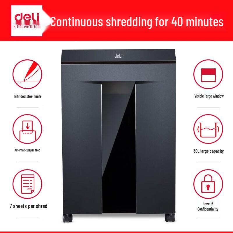 Deli 9959 High-Security Office Paper Shredder CN Plug (adapter Included)