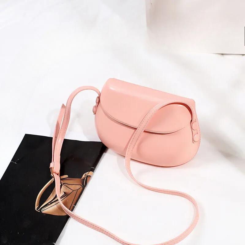 Fashion Candy Color Single Shoulder Crossbody Bag Luxury Small Handbag Vintage Saddle Bag Hard Bag