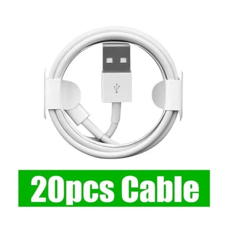 

20 шт., 1 м, 6 футов, USB A для освещения, 8 контактов, 5A, кабель для зарядного устройства, кабель для iPhone 6, 7, 8 x xr 11, 12, 13, 14 pro max 1M 20PCS