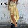 Loose Fit Tee Lady Summer Top Round Neck Short Sleeves Pullover Blouse Glossy Stretchy Women Shirt Surface Pure Color T-shirt for Daily Wear