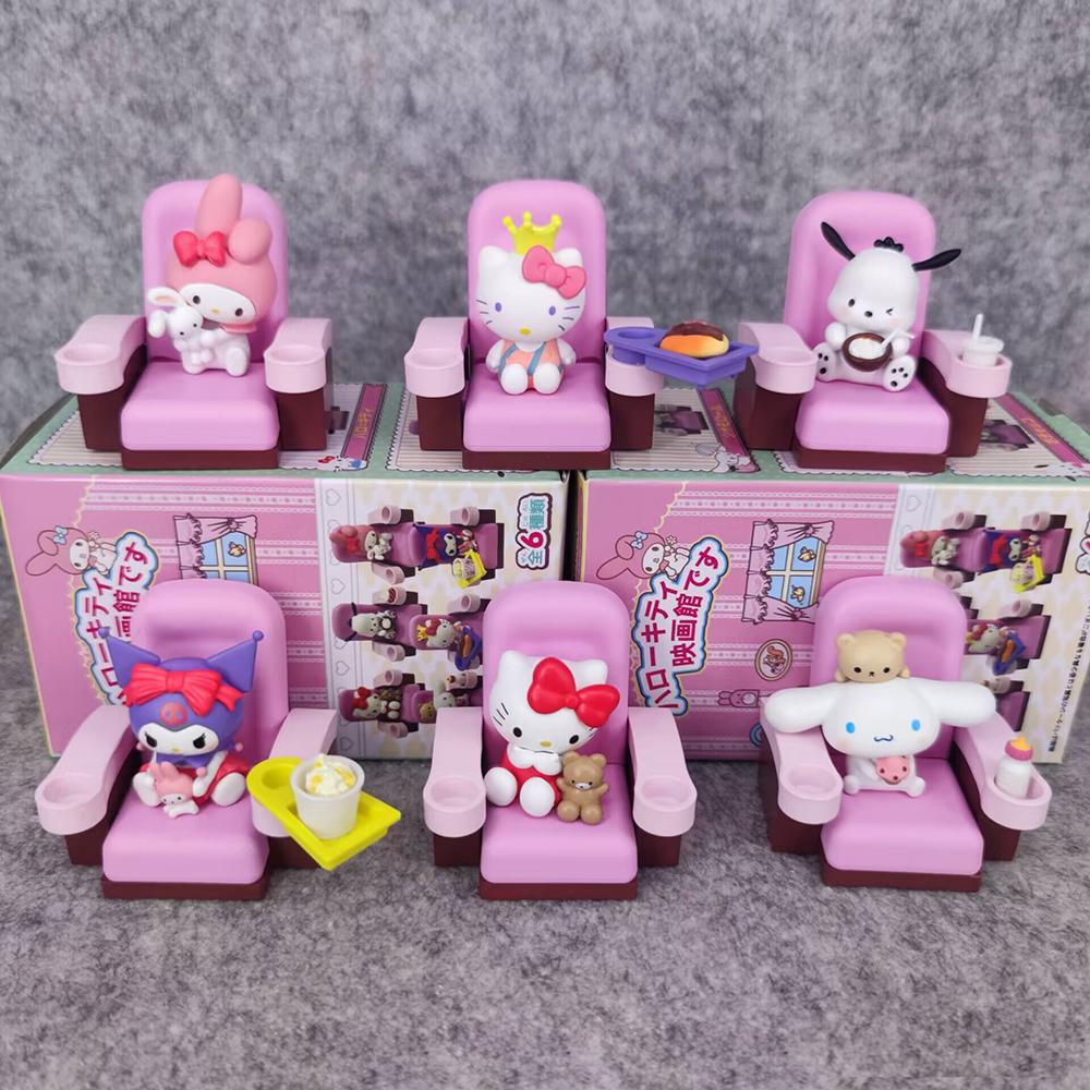 Sanrio Theatre Cinema Hello Kitty 6Cm Kawaii Toy Figure Cartoon Anime Series Decorations Action Figurines Japanese Toy Cute Gift