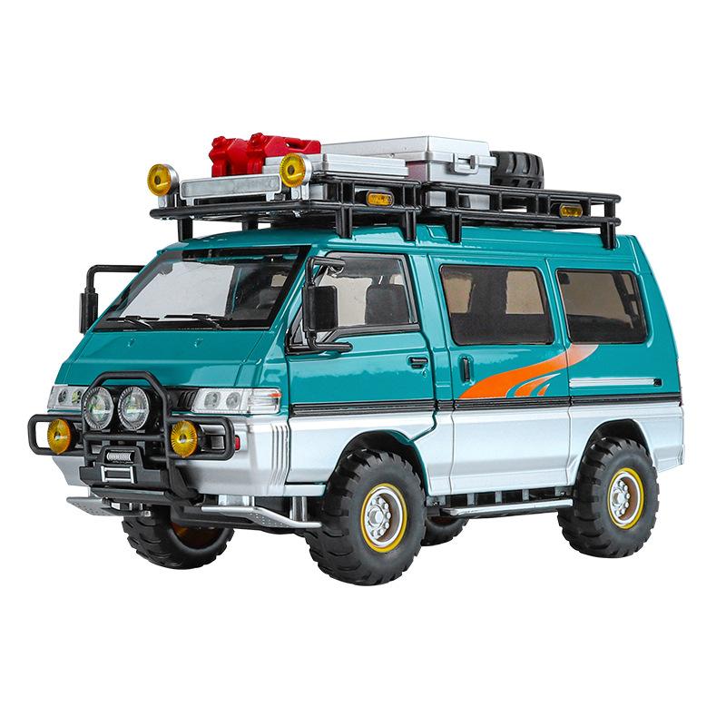 1/24 Mitsubishi Delica Кемпинг Внедорожник Сплав Металл Литой Модель Автомобиля Звук Свет Симуляция Коллекция Хобби Мальчик синий