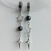 Gothic Punk Silver Color Asymmetrical Black Round Bead Hollowed-out Star Dangle Earrings for Girl Halloween Hip-hop Rock Jewelry