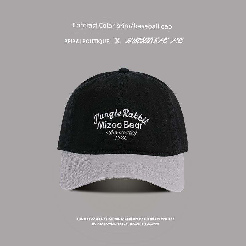 

New Arrival Retro Alphabet Embroider Baseball Cap K-style Easiest for Match Face-Looking Small Peaked Cap Outdoor Travel Sun Hat for Children C2744 Colorblock Miz Baseball Cap Black M(56-58cm)