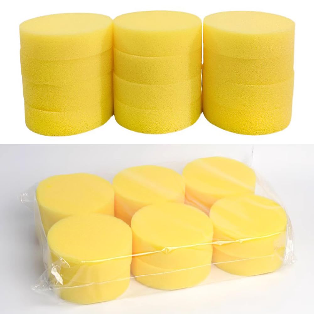 Car Wash Sponge, Round Shape, Set of 12, Diameter 3.9 Inches (10 Cm), Thickness