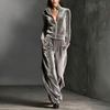 Set trening din catifea pentru femei Toamnă Iarnă 2026 Bluza cu fermoar și mânecă lungă Pantaloni Culoare solidă Confortabil Casual Îmbrăcăminte sport