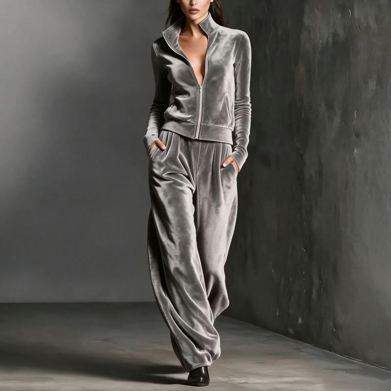 Womens 2026 Fall Winter Velvet Tracksuit
