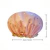 2Pcs Double-Layer Shower Caps, Gold Foil Printed, Soft Stretch Reusable Waterproof Caps for Bathroom and Daily Use