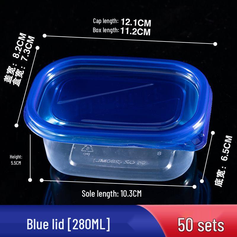 280ml Transparent Rectangular Plastic Bento Lunch Box with Lid - Disposable Fresh-Keeping Container for Fruit Salad